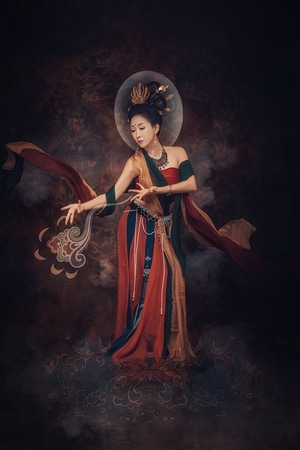 意境人像-汉服-古装-敦煌壁画-美女 图片素材