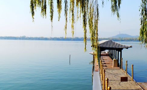 风景-色彩-湖-湖面-亭子 图片素材
