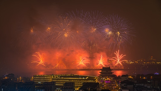 旅行-长沙-长沙烟花-夜景-烟火 图片素材