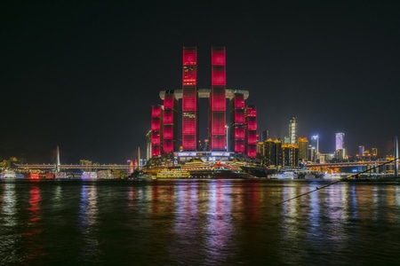 夜色-风光-城市风光-两江交汇-朝天门 图片素材