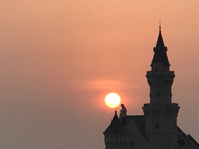 大连市-薄雾-夕阳-建筑-手机 图片素材