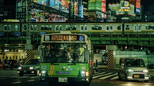风光-旅行-日系-城市-巴士 图片素材