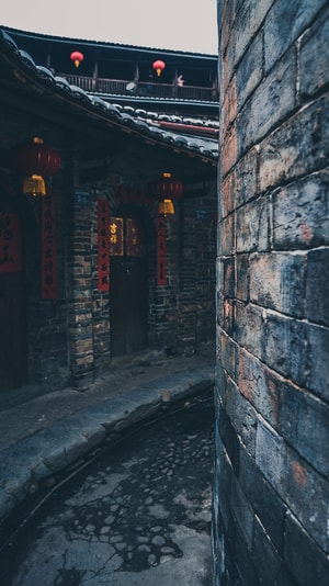 寨子-庭院-蓝调-房屋-建筑 图片素材