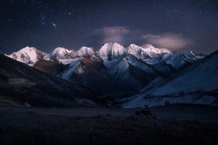 夜色-冰-山峰-雪山-风光 图片素材