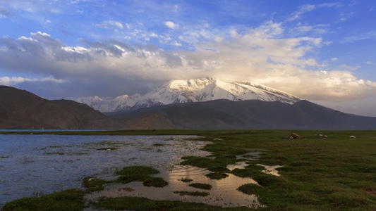慕士塔格峰-新疆-旅游-色彩-风光 图片素材