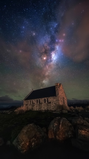 好牧羊人教堂-新西兰-银河-星空-银河 图片素材