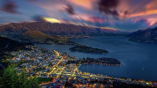 皇后镇-新西兰-日落-皇后镇-夜景 图片素材
