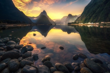 新西兰-风光-慢门-山-湖泊 图片素材