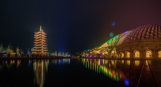 环境-色彩-建筑-夜景-牛首山 图片素材
