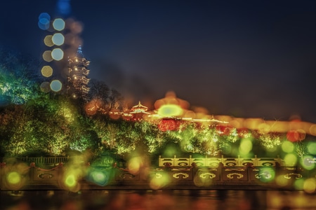 环境-色彩-建筑-夜景-牛首山 图片素材