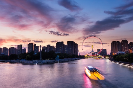 城市建筑-城市夜景-色彩-城市-天津 图片素材