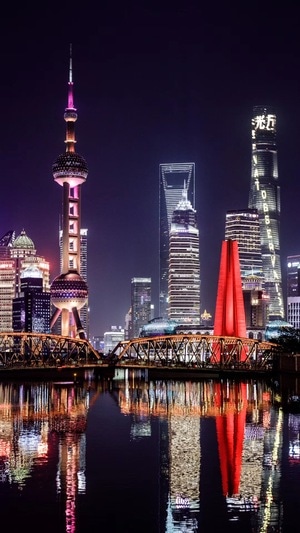 上海-夜景-外滩-黄浦江-东方明珠塔 图片素材