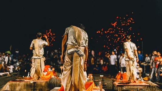 恒河-印度-瓦纳纳西-夜祭-祭祀 图片素材