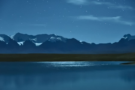 星空-湖面上的月光-风景-风光-自然 图片素材