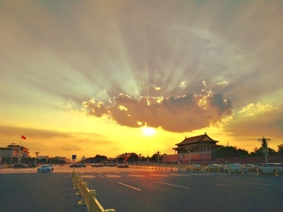 北京市-手机记录-光芒万丈-风景-城市 图片素材