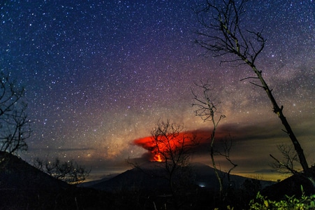 银河-火山-活火山-壮观-夜空 图片素材