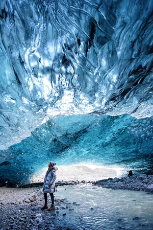 旅行-冰岛-冰洞-冰川-蓝色 图片素材