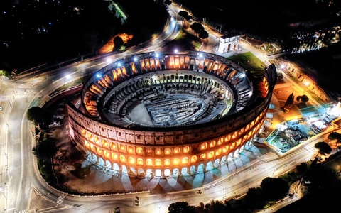罗马-意大利-斗兽场-航拍-夜景 图片素材