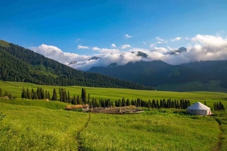 伊犁哈萨克自治州-新疆-伊宁-那拉提草原-旅行 图片素材