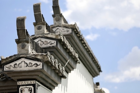 建筑-徽派风格-黑白-建筑-屋檐 图片素材