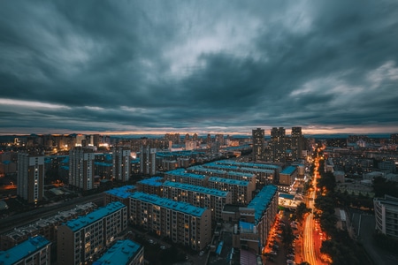 色彩-城市-夜景-佳木斯-车流 图片素材
