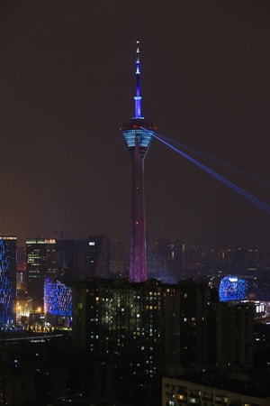 夜景-电子焰火-激光绣-烟花绣-四川电视塔 图片素材