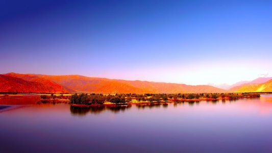 宅家-风光-晨光-拉萨河-风景 图片素材