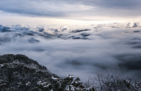 风光-达瓦更扎-雪山风光-冬雪山景-川西 图片素材
