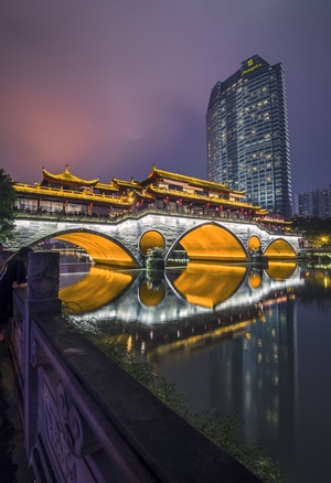 看你的城市-成都安顺廊桥夜景-廊桥夜色-廊桥光影-成都网红 图片素材