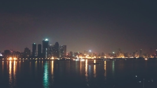 城市-夜景-江景-灯火-夜景 图片素材