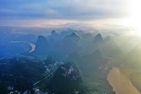 风光-桂林-漓江-航拍-山 图片素材