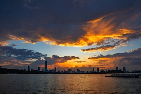 台风-晚霞-玄武湖-城市-南京 图片素材