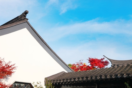 秋天-园林-建筑-房檐-房顶 图片素材