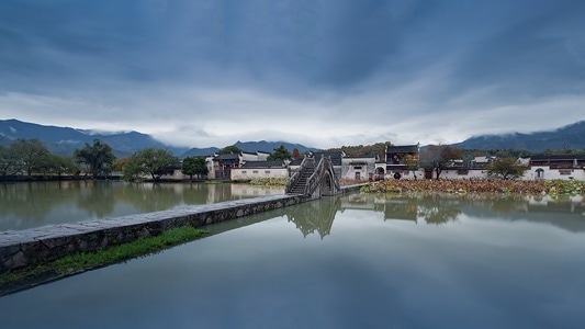 风景-桥-徽州-风景-宏村 图片素材