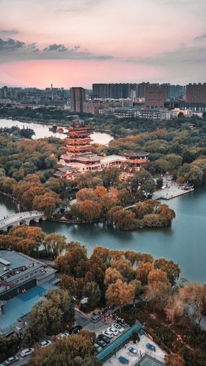 济南-大明湖-夜景-ins-色彩 图片素材