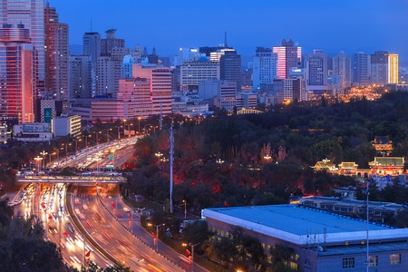 夜景-蓝调-红山公园-乌鲁木齐-新疆 图片素材