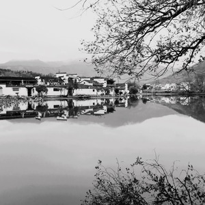 手机随拍-水墨宏村-湖-村庄-建筑 图片素材