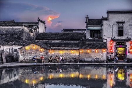 风光-徽式建筑-旅行-喷泉-民居 图片素材