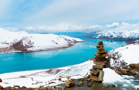 羊湖-雪景-藏地-风景-羊湖 图片素材