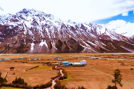 色彩鲜艳-进藏路-西藏-丙察察-雪山 图片素材