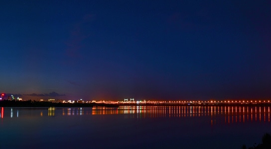 大桥-江-蓝天-江-夜空 图片素材