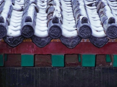 色彩-雪-瓦当-古建筑-雪 图片素材