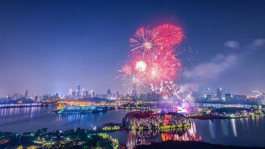 烟火-70周年国庆-夜景-美图-烟花 图片素材
