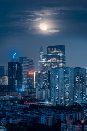 网红夜景-腾讯-城市-建筑-色彩 图片素材