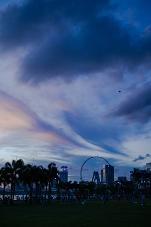 网红夜景-色彩-建筑-摩天轮-日落 图片素材