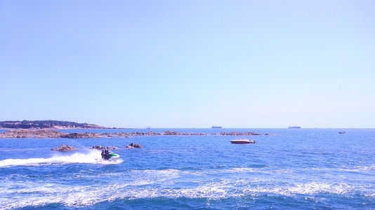 青岛市-大海-游艇-风景-风光 图片素材