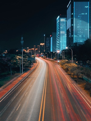 手机摄影-车流轨迹-城市风光-建筑-高楼 图片素材