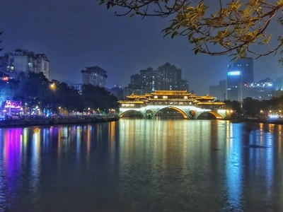 风光-成都-安顺廊桥-夜景-河 图片素材