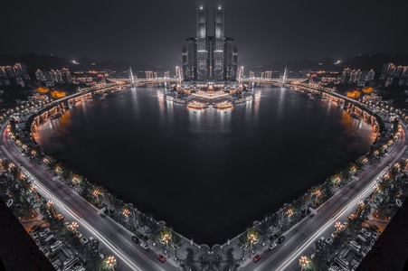 建筑-夜景-重庆-城市风光-线条 图片素材
