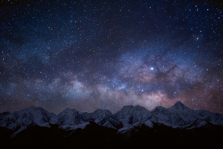 贡嘎-雪山-星空-贡嘎雪山-川西高原 图片素材